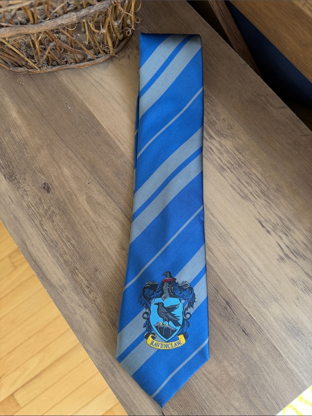 Ravenclaw Blue & Silver Crest Stripe Tie